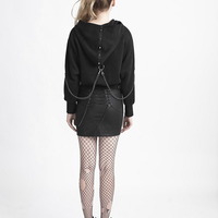 Punk Rave Black Punk Style Hooded Sweatshirts PY-175 - Thumbnail 4