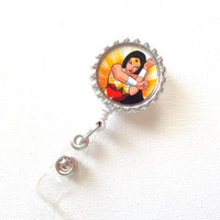 Wonder Woman III - ID Badge Holder - Badge Reel - Name Badge Holder - Bottle Cap Badge - Nursing Badge - Nurse Badge Holder - Thumbnail 2