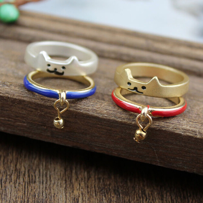 Cute cat shiba inu bells ring sets(blue+red)