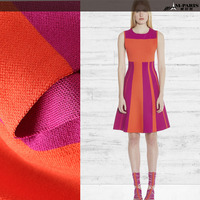 ROUND NECK SLEEVELESS WOOLEN GEOMETRIC SLIM ORANGE PURPLE DRESS - Thumbnail 2