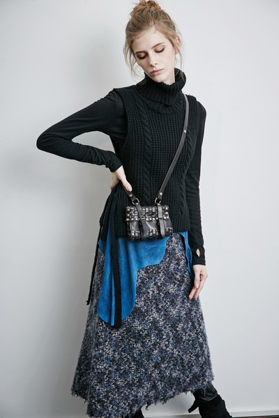 PUNK RAVE FABRIC STITCHED LONG SKIRT PQ-080