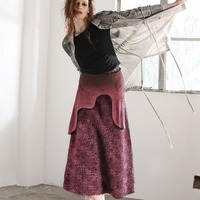 PUNK RAVE FABRIC STITCHED LONG SKIRT PQ-080 - Thumbnail 4