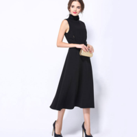 VICTORIAN HIGH NECKED BECKHAMS WHITE BLACK LONG DRESS - Thumbnail 2