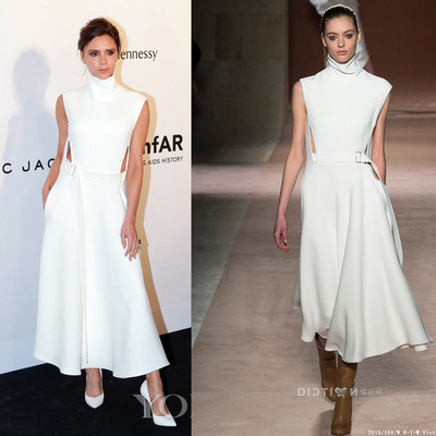 VICTORIAN HIGH NECKED BECKHAMS WHITE BLACK LONG DRESS