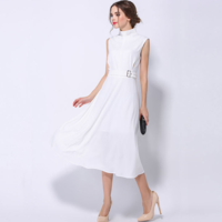 VICTORIAN HIGH NECKED BECKHAMS WHITE BLACK LONG DRESS - Thumbnail 4