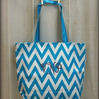 Zippered Chevron Tote Bag - Thumbnail 1