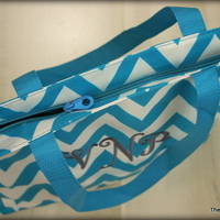 Zippered Chevron Tote Bag - Thumbnail 2