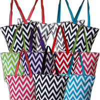 Zippered Chevron Tote Bag - Thumbnail 3