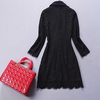 EUROPEAN STYLE ELEGANT SEXY LONG SLEEVED SLIM BLACK DRESS - Thumbnail 2