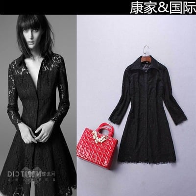 European style elegant sexy long sleeved slim black dress