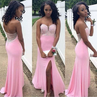Long prom dress, pink prom dress, cheap prom dress, sweetheart prom dress, party prom dress, long evening dress, e630 - Thumbnail 5