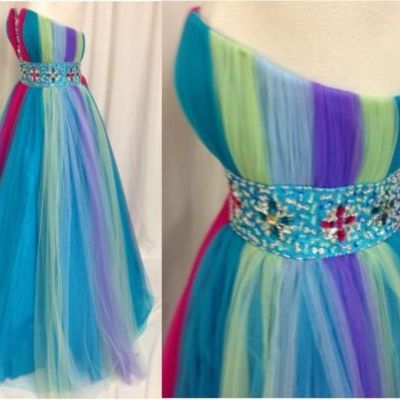 Colorful prom dress, sweetheart prom dress, long prom dress, tulle prom dress, ball gown, party prom dress, e6122 - Thumbnail 5
