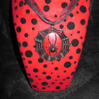 Black Widow Spider Web Necklace in Red and Black  - Thumbnail 2