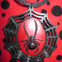 Black Widow Spider Web Necklace in Red and Black  - Thumbnail 3