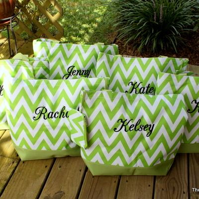 Set of 6 printed tote bags