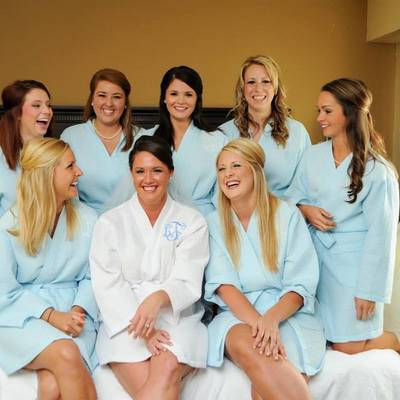 Set of 5 mongrammed cotton robes