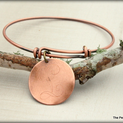 Initial bracelet - copper disc