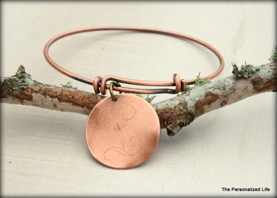 Initial Bracelet - Copper Disc
