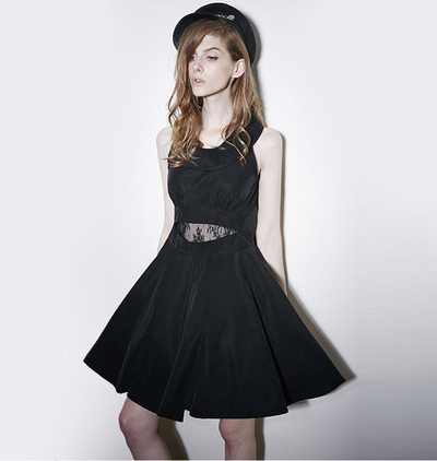 PUNK RAVE BLACK SILK PARTY DRESS PQ-089