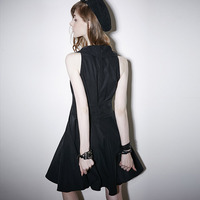 PUNK RAVE BLACK SILK PARTY DRESS PQ-089 - Thumbnail 1