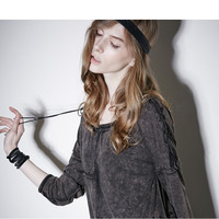 PUNK RAVE GREY BLACK PUNK LOOSE SWEATSHIRT PT-067 - Thumbnail 4