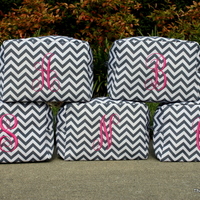 Set of 5 Chevron Cosmetic Bags - Thumbnail 1