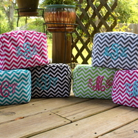 Set of 6 Chevron Cosmetic Bags - Thumbnail 1