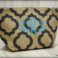 Set of 5 Burplap Cosmetic Bags - Thumbnail 2