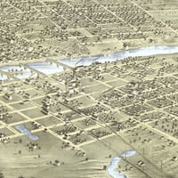 Des Moines, Iowa in 1868 - Bird's Eye View Map, Aerial map, Panorama, Vintage, Antique, Reproduction, Giclée, Fine Art, Wall Art, History - Thumbnail 4