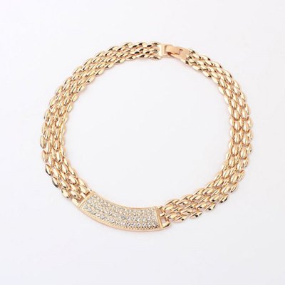 Simple modern style solid color rhinestoned women's choker necklace