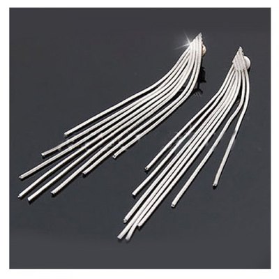  fashion and simple long pattern tassels design earrings