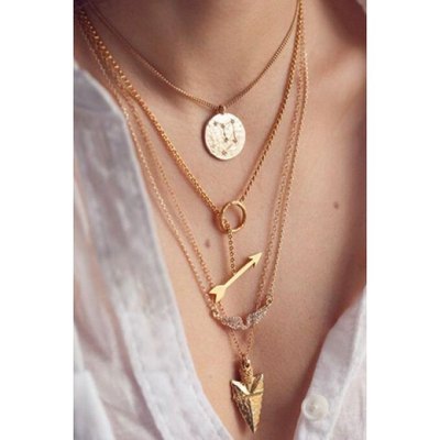 Chic Solid Color Multiple Pendants Embellished Women's Necklace
