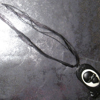 Black Tombstone Necklace with Black and White Skull Cameo - Thumbnail 1