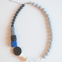 Glass Geometric Wood Necklace NL0957 - Thumbnail 1