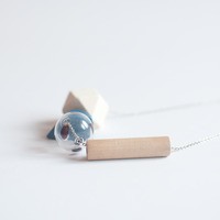 Wood Glass Beads Necklace NL0935 - Thumbnail 2