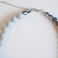 Grey Flower Glass Necklace NL0967 - Thumbnail 4