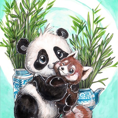 Panda red panda print