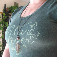 LONG Necklace Large Feather Charm Necklace Boho Chic Jewelry For Women - Thumbnail 3