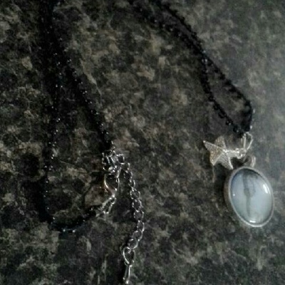 Nautical seahorse pendant & starfish charm beaded necklace