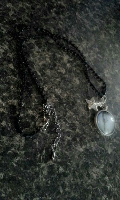 Nautical seahorse pendant & starfish charm beaded necklace