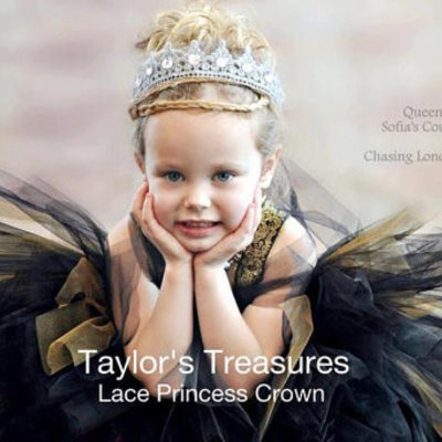 Taylors treasures - metallic silver lace princess crown w/ rhinestones - we can make this crown in any color - perfect for a photo prop