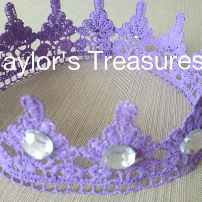 Taylors treasures - lavender lace princess crown w/ rhinestones - we can make this crown in any color - perfect for a photo prop