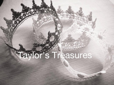 Taylors Treasures - Pink Lace Princess Crown W/ Rhinestones - We Can Make This Crown In Any Color - Perfect For A Photo Prop