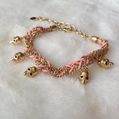 Skull Charm Pink Bracelet