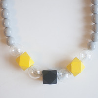 Black & Yellow Glass Necklace NL0956 - Thumbnail 2