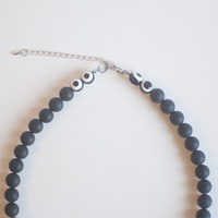 Black & Yellow Glass Necklace NL0956 - Thumbnail 4