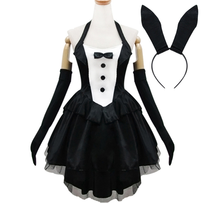 Black gorgeous forked tail bunny dress cosplay costume sp153688