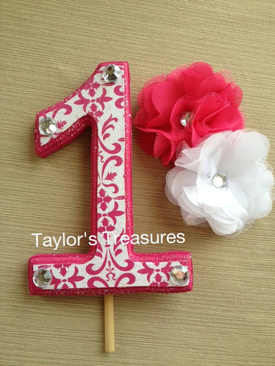 Taylors Treasures - 1st 2nd 3rd Birthday Photo Prop - Cake Topper - Cake Smash - Can Be Done In Any Pattern or Theme - Perfect for Photo