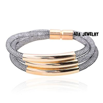  Double Crystal Stardust Bracelet Gold Tube Charm Bracelets for Women 