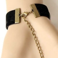 Black Vintage Lace Victorian Goth Cocktail Party Bridal Bracelet - Thumbnail 1